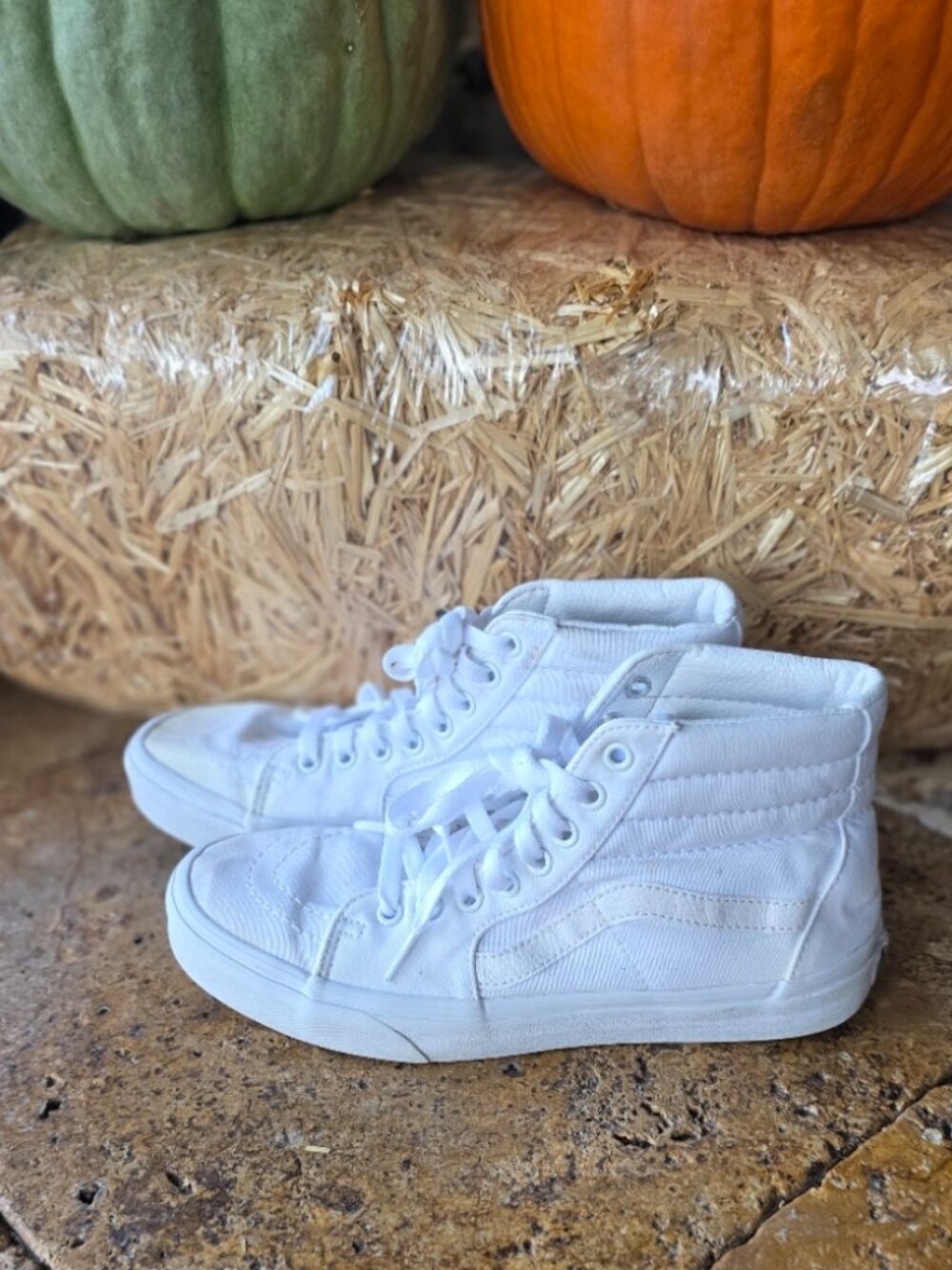 Vans Sk8-Hi White Canvas High Top Sneakers